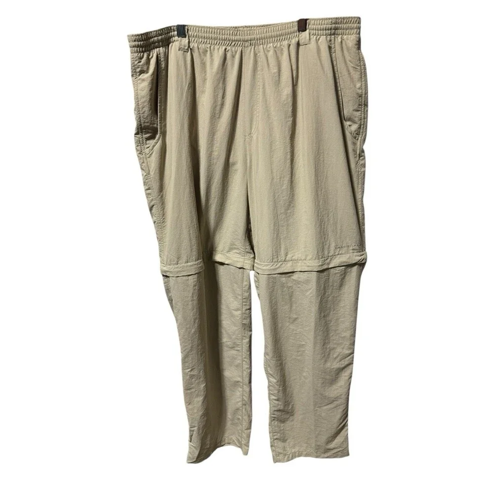 Columbia Men's XL Pull On Convertible Pants Shorts Khaki Tan Beige Pockets 32”